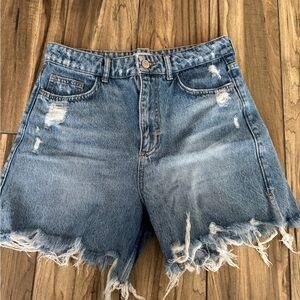 Zara Light Blue Distressed Jean Shorts